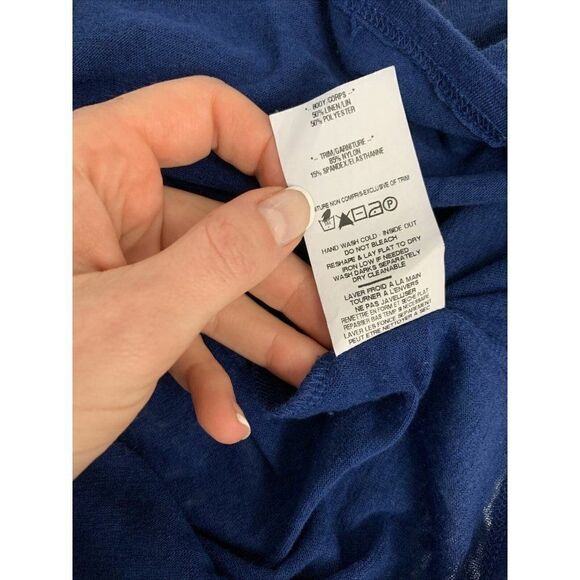 Twenty Montreal Womens Solid Navy Blue Linen Tank Top  Large - Picture 8 of 8